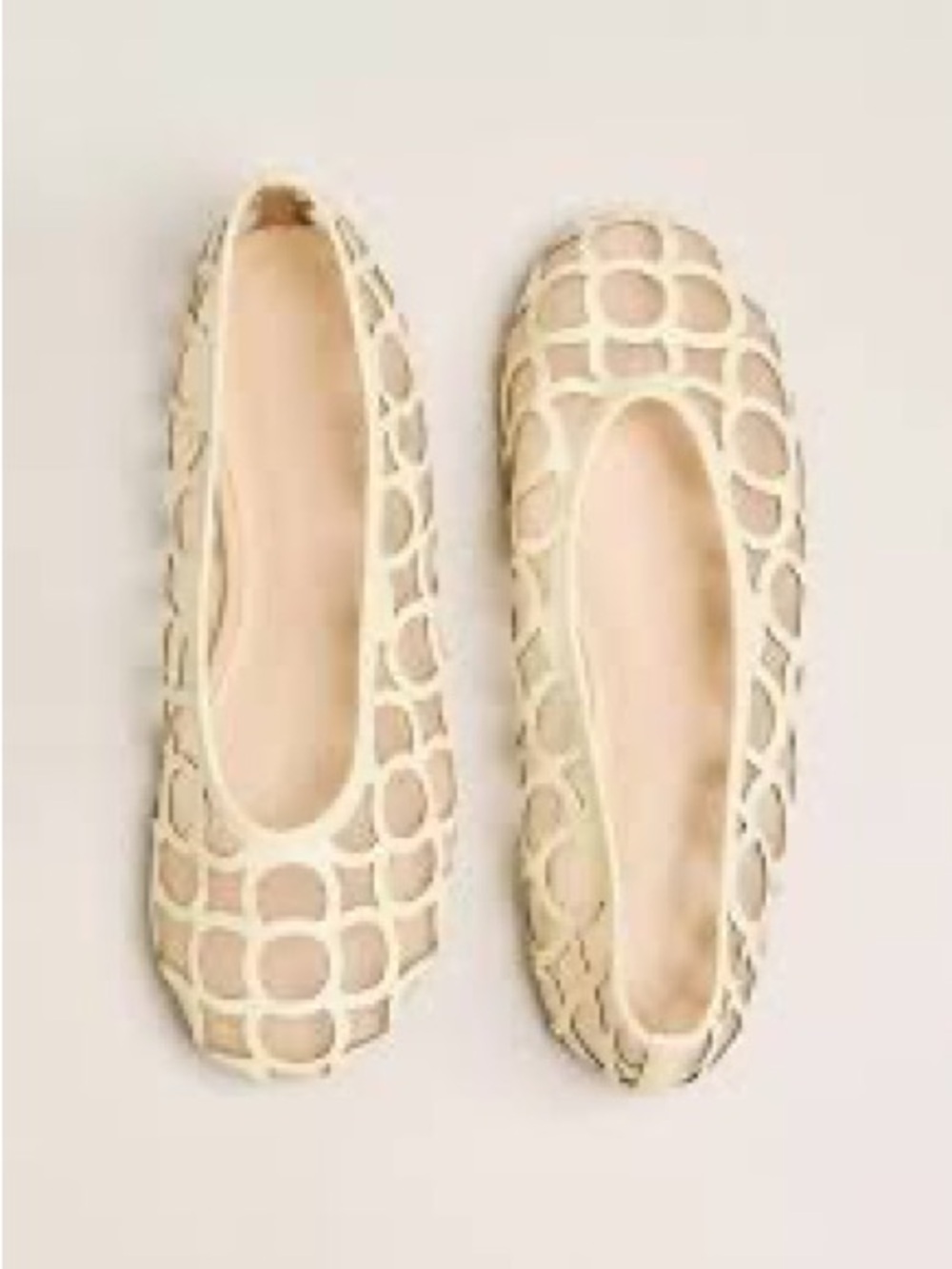 Anthropologie Cream Cutout Mesh Ballet Flats NEW Size 6